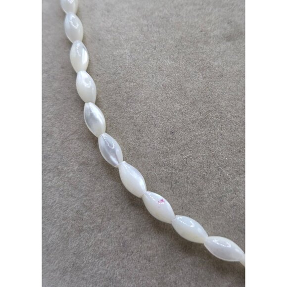 Rice White Mother of Pearl Shell Bead Necklace - 20" - Picture 2 of 2